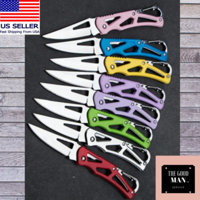 1pc Mini Folding Keychain Pocket Knife Camping Utility Steel Blade Knives Tool