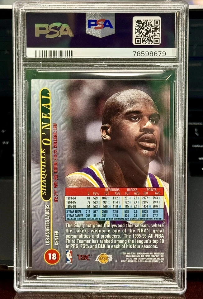 Shaquille O'Neal 1996-97 Stadium Club Matrix #18 HOLO FOIL SP- PSA 8 - Only 28⬆ - Image 2 of 2