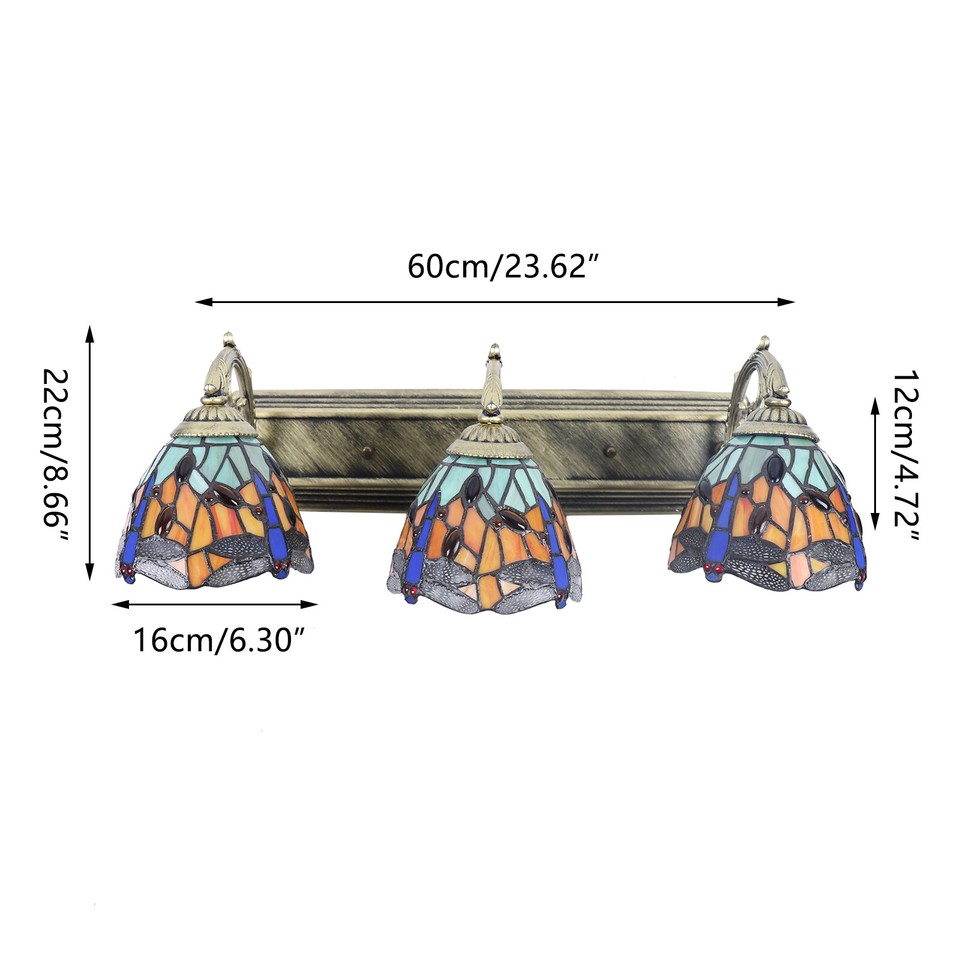 Dragonfly Wall Sconce Lamp Stained Glass Bathroom Lighting Fixture ...