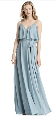 JENNY PACKHAM Women's Cold Shoulder Chiffon Gown New size 8 color Mist