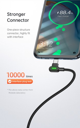 Mcdodo 60W PD 3A 90° Type C To USB-C Cable Fast Charging Cable For Samsung - 第 12/18 張圖片