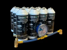 Envirosafe Industrial R134a Replacement Refrigerant SUV, 12 cans, Brass Gauge