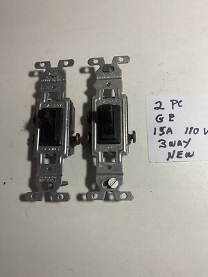 2 Pc GE 10 A.  120 V   3 Way Toggle Switch. New