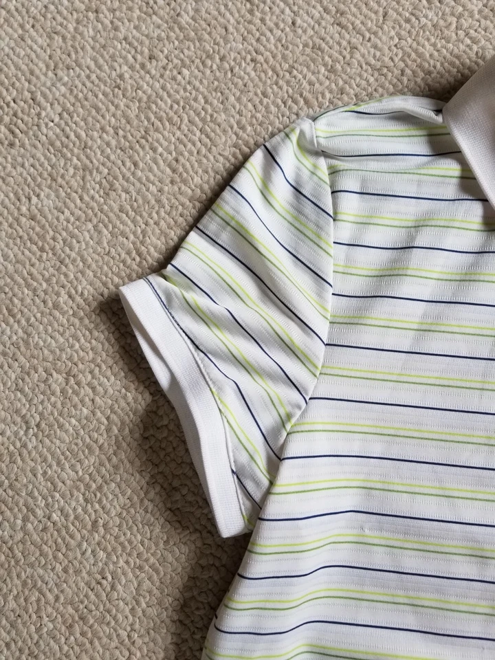 Top para mujer-ASHWORTH-GOLF-blanco/verde/azul "Weathersystems" polo de rendimiento-M Foto 2 de 4