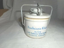 Kaukauna Klub Wisconsin Stoneware Cheese Crock with Lid & Bale Vintage 