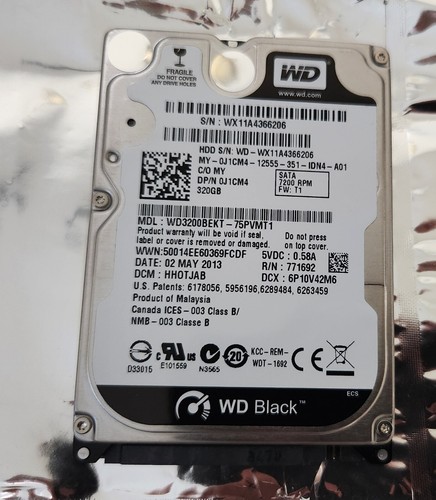 WD SCORPIO BLACK WD3200BEKT-75PVMT1 320GB 7200RPM SATA-2 2.5" HDD