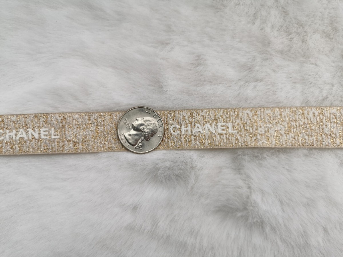 Authentic Chanel Holiday Woven Ribbon With Gold Glitter And