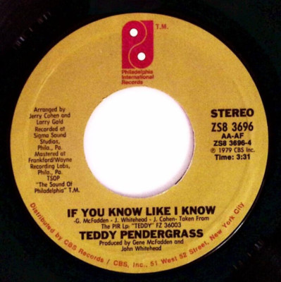 TEDDY PENDERGRASS IF YOU KNOW LIKE I KNOW/TURN OFF THE LIGHTS VINYL 45 70-83
