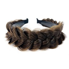 TOECWEGR Braided Headband WithTooth Wide Braid Messy Hair Dark Brown Gold 68A