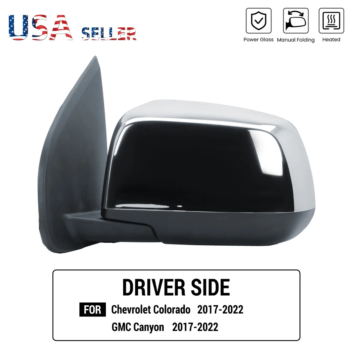 Tapa Cubierta De Espejo Lateral Cromada Para GMC Canyon Y Chevy Colorado 2004-2012 | 2 Piezas