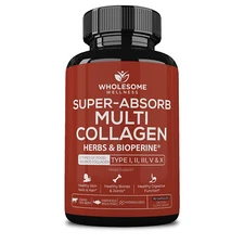 Wholesome Wellness Super-Absorb Multi Collagen - Type I,II,III,V,X Anti-Aging