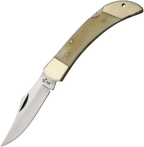 Frost Cutlery Lockback Hunter Smooth Bone Knife 14-127SB 5" closed. 3 1/2" stain