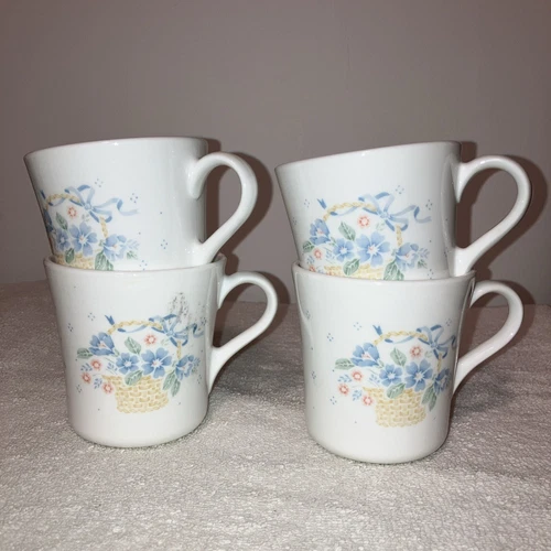 Vintage Corning Country Cornflower Coffee Mug, 4 Total, USA
