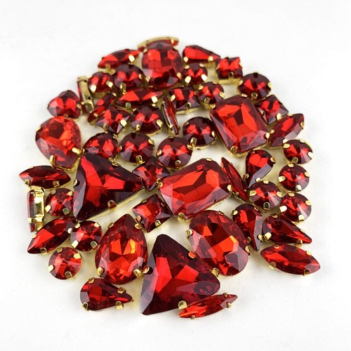 50PC Mix Shapes Sew On Crystal Rhinestones Gold Claw Setting DIY