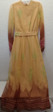 1970s Groovy Flower Power Maxi House Dress Caftan Mumu Lounge Mod Hostess VTG 12