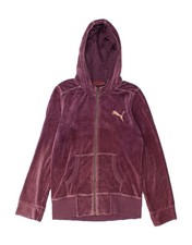 PUMA Womens Zip Hoodie Sweater UK 10 Small Purple Cotton DF12