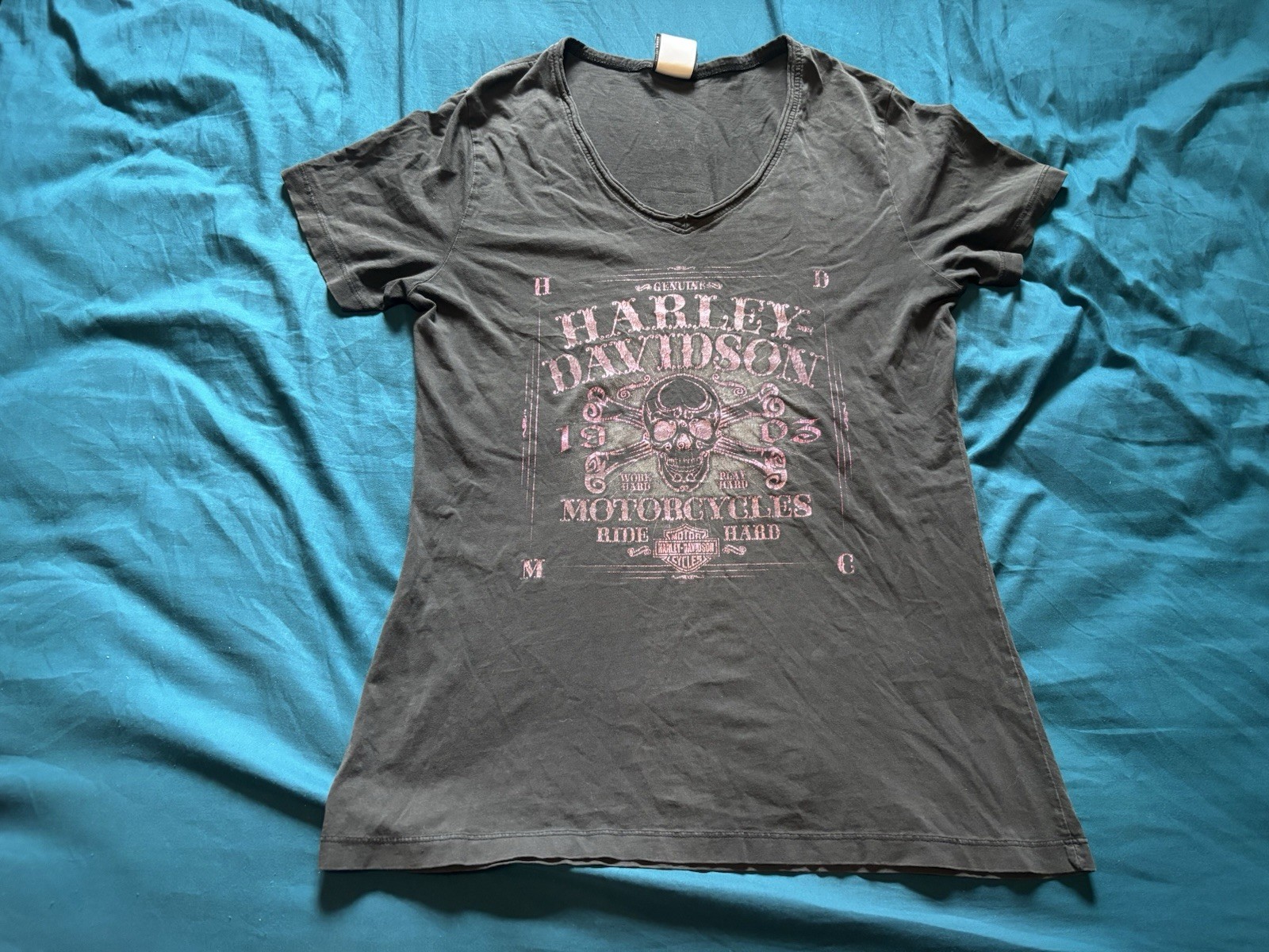 Harley Davidson Shirt Womens Large Black Brandon Florida Biker Motorcycle Y2K