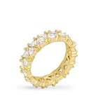 4.8 mm Yellow Gold Plated Trillion Cut CZ Stackable Eternity Wedding Band Sz 5 — photo 1