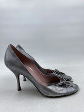 Moschino Metallic Silver Leather Peep Toe Pump W 9