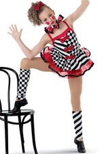 Dance Costume 6x-7 Child Red Weissman 10033 Jazz Circus Clown Harlequin