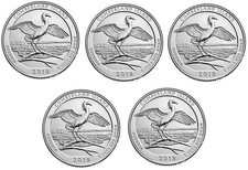 USA 5 pcs х 25 Cents 2018 - D aUNC 44th Park Cumberland Island State of Georgia