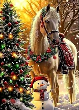 Horse Diamond Art Kits for Adults,Christmas 5D Diamond Painting Kits for Beginne