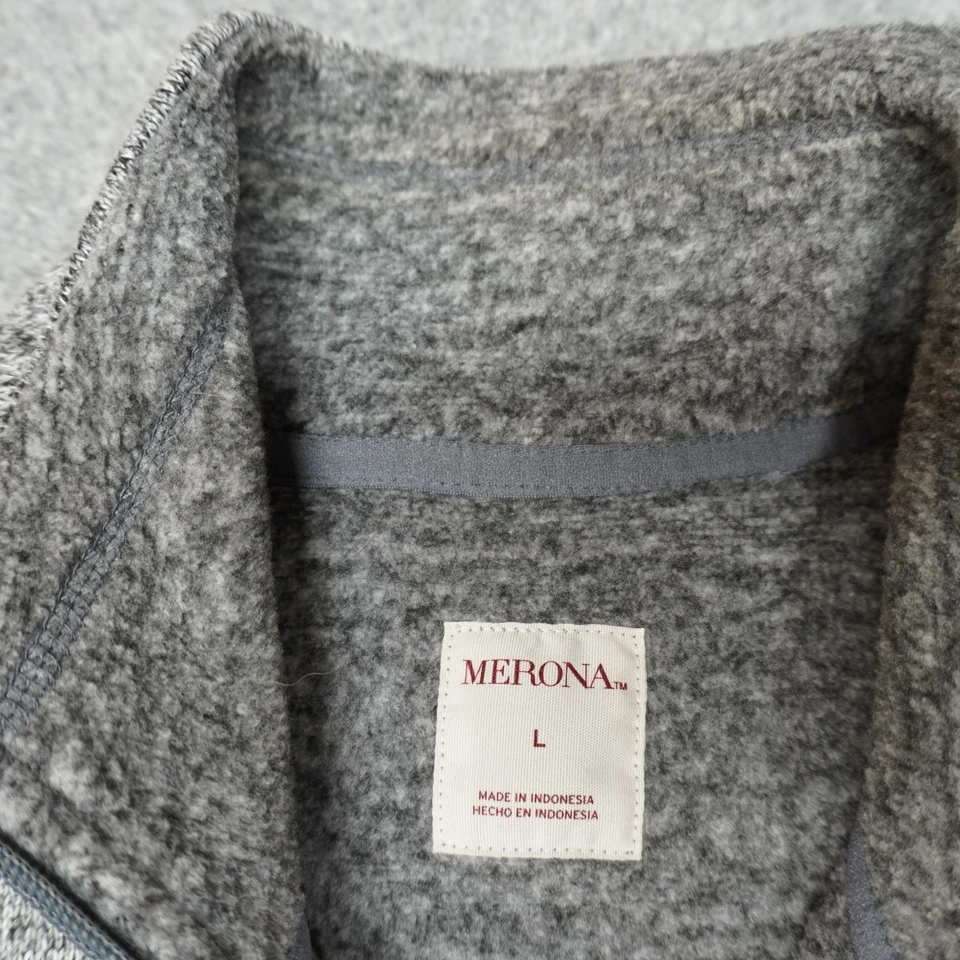 Chaleco Merona Hombre Grande Gris Cremallera Completa Polar Exterior Informal Foto 4 de 4