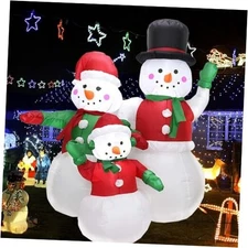 5 Ft Christmas Inflatables Snowman Family Decoration with Built in LED Lights 