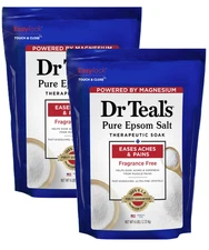 2pk Dr Teal's Pure Epsom Salt Soak, Therapeutic, Fragrance Free, 6 lbs,Daily Use