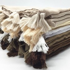 Solid Cotton Linen Tassel Scarf Breathable Head Wrap Shawl
