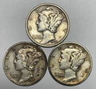1936, 1936-D and 1936-S 10C Mercury Dimes 90% Silver
