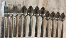 Silver Leaves Stainless by Lifetime Textured Handle, Glossy Bowl 13pc set