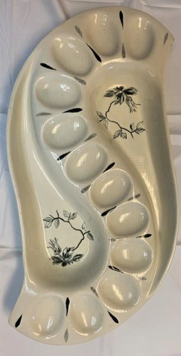 Red Wing Midnight Rose Egg Plate With Relish/ Condiment Sides