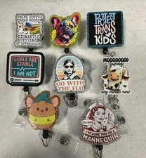 Funny Hospital Nurse Retractable Badge Reels ID Disney Frenchie CVICU Tattoos