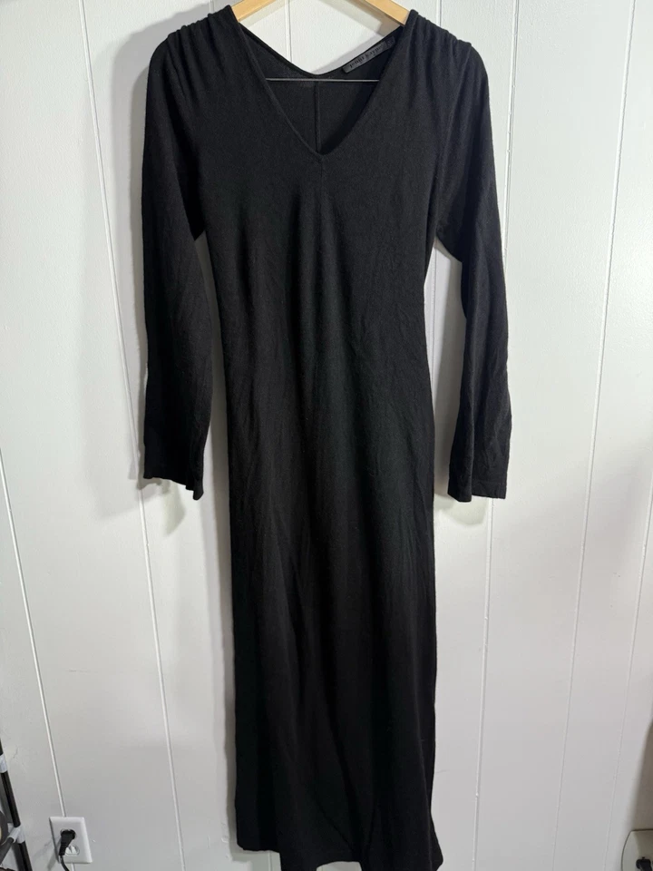 Jenni Kayne Women’s Xs Dress Black Long Sleeve Maxi Sweater Dress Wool Cashmere - Image 4 of 4