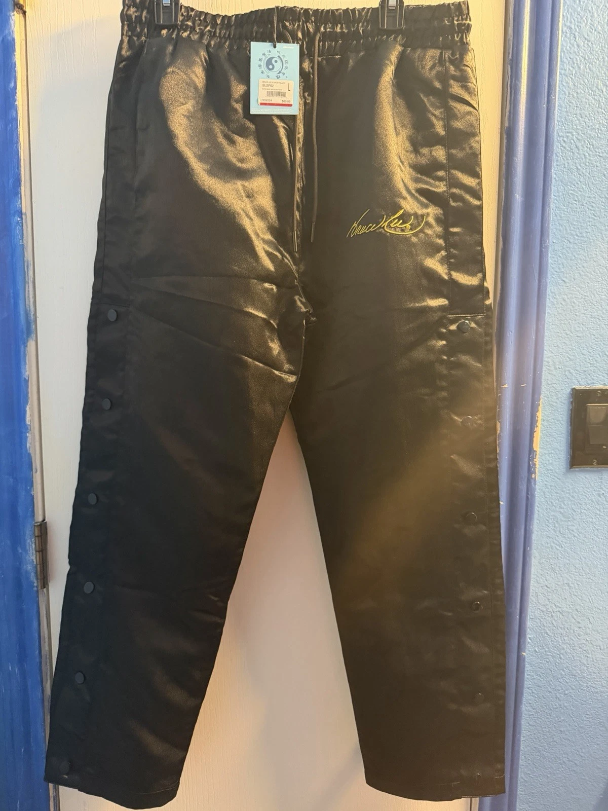 bruce lee shoe palace satin snap pants