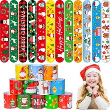 48 Pcs Christmas Slap Bracelets - 12 Styles for Party Favors