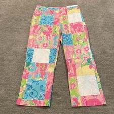 Vintage Lilly Pulitzer Pants Womens 10 Multicolor Patchwork Preppy Floral 90s