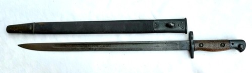 WW1 British 1907 Wilkinson Bayonet w/Leather Scabbard 17 Inch Blade