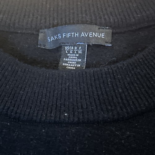Maglione girocollo Saks Fifth Avenue nero polsini pelliccia piccolo - Foto 2 di 3