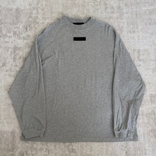 Fear of God Essentials Long Sleeve T-Shirt Dark Heather Oatmeal Gray Men Size L