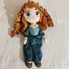 Disney Store Mérida Brave 15” Muñeca de Peluche Vestido Azul Pelo Rojo Rizado