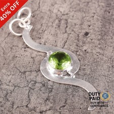 Round Peridot Gemstone Daughter Handmade August Birthday Pendant Sterling Silver