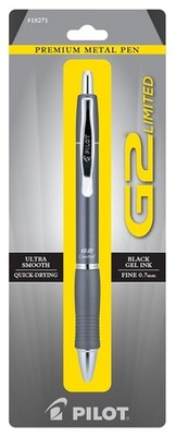 Pilot G2 Limited Premium Metal Pen Charcoal Gray Gel Roller Black Ink Fine 0.7mm