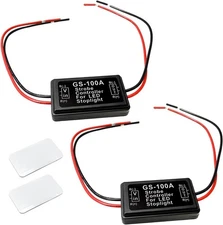 2 PCS LED Flash Strobe Controller, 12-24V DC Car Strobe Effect Tail Stop Light F