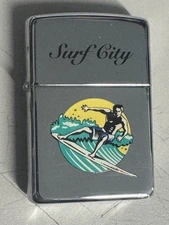 ZIPPO 1996 SURF CITY POLISHED CHROME LIGHTER SEALED IN BOX 235h