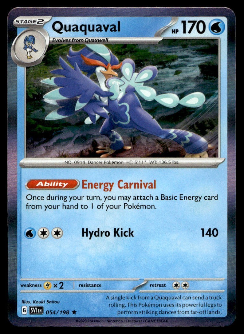 Quaquaval 54/198 Pokemon Card Scarlet & Violet Rare Holo 170 HP Near Mint EV