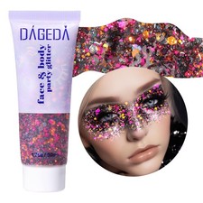 Halloween Black Body Glitter Gel Sparkly Hair Face Makeup for Party Festival