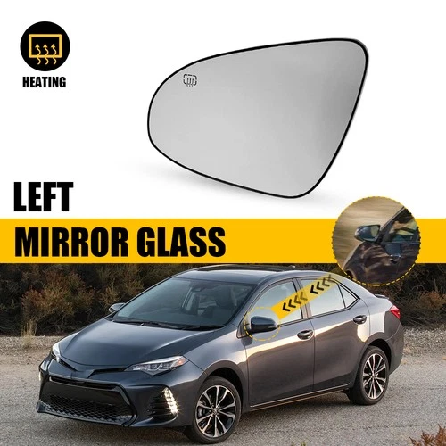 Left Heated Mirror Glass Replacement for 2014-2019 Toyota Corolla Driver Side LH