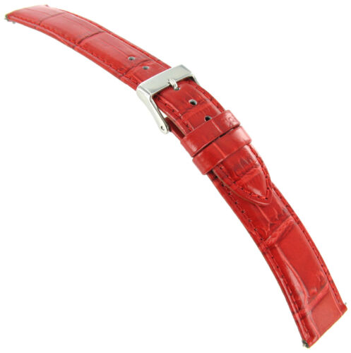 18mm Timex Alligator Grain Genuine Leather Stitched Red Mens Long Watch Band - Picture 1 of 3